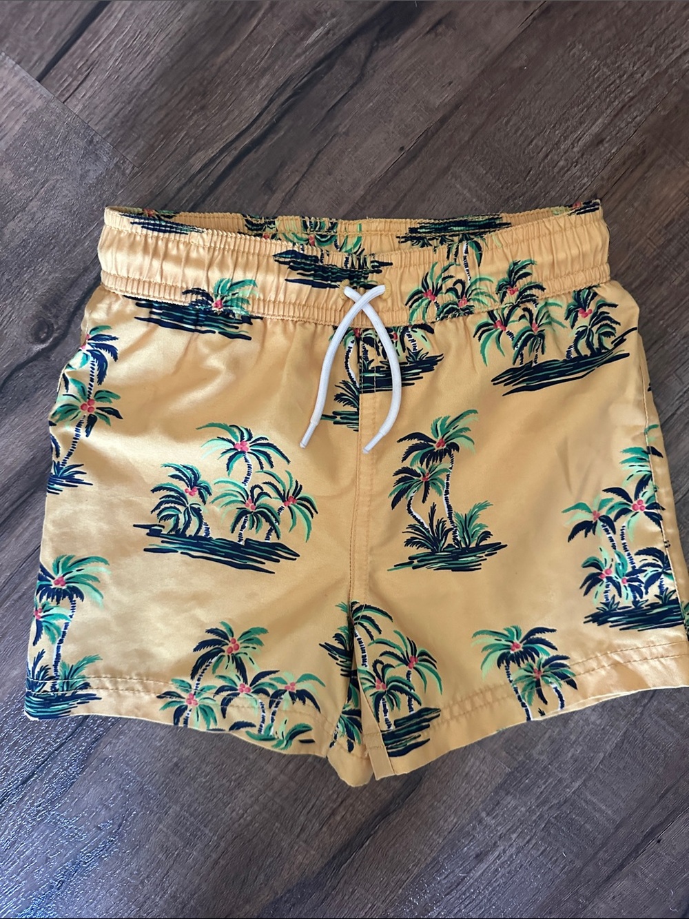Janie and Jack Yellow Tropical Palm Swim Trunks